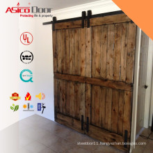 Two Horizontal Slats Rustic Simple Solid Wood Interior Sliding Barn Door Slabs With Barn Door Hardware